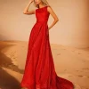 Elegant A-Line Jewel Neck Polyester With Train Social Party Maxi Dress - Image 3