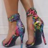 Elegant Ankle Strap Colorful Stiletto Heeled - Image 6