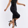 Elegant Asymmetric Ruffle Square Collar Neck Pencil Midi Dress Streetwear - Image 7