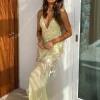 Elegant Asymmetrical Hem V-neck Backless Sheer Maxi Mermaid Dress - Image 3