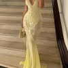 Elegant Asymmetrical Hem V-neck Backless Sheer Maxi Mermaid Dress - Image 2