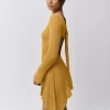 Elegant Bow Open Back Long Sleeve Bodycon Mini Dress - Image 4
