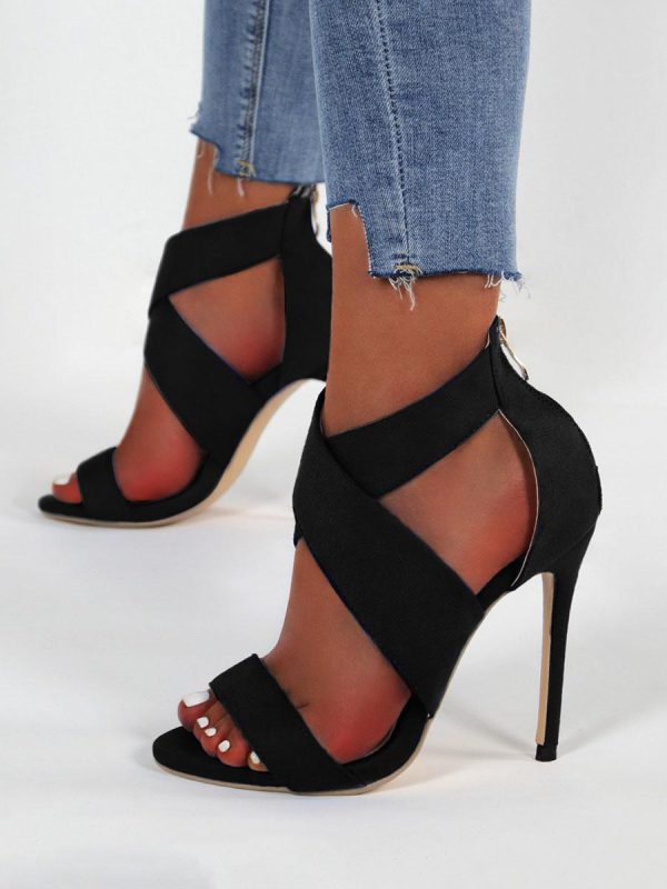 Elegant Cross Over Round Toe Stiletto Heel - Image 4