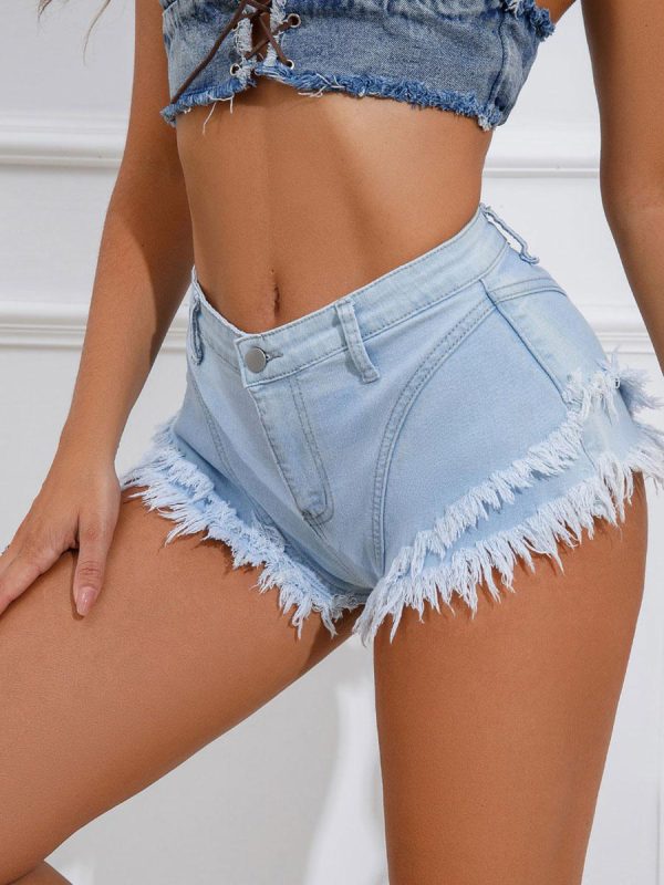 Elegant Denim Bottoms Low Rise Cowboy Fringe - Image 3