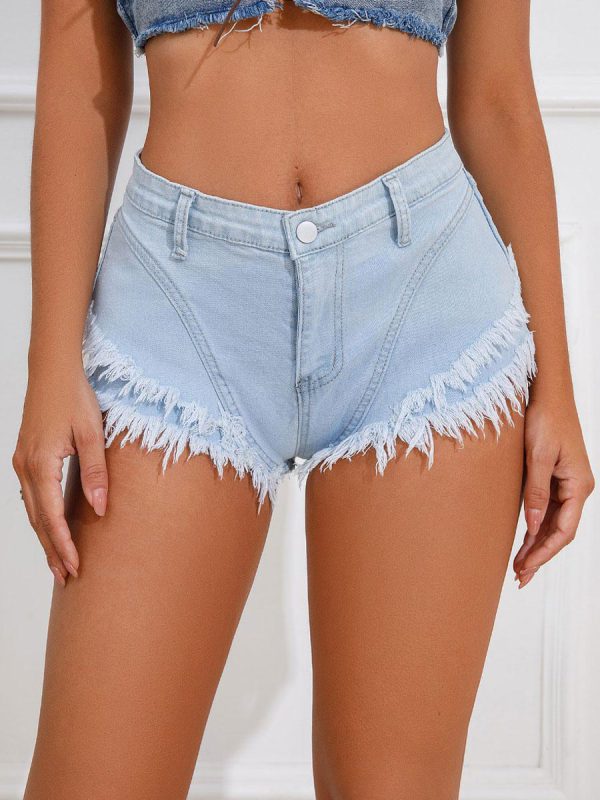 Elegant Denim Bottoms Low Rise Cowboy Fringe - Image 4