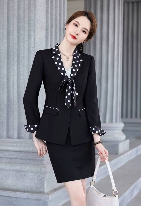 Formal Double Breasted Scarf Collar Office Blazer and Pants 2 Pieces Outfits - Image 4