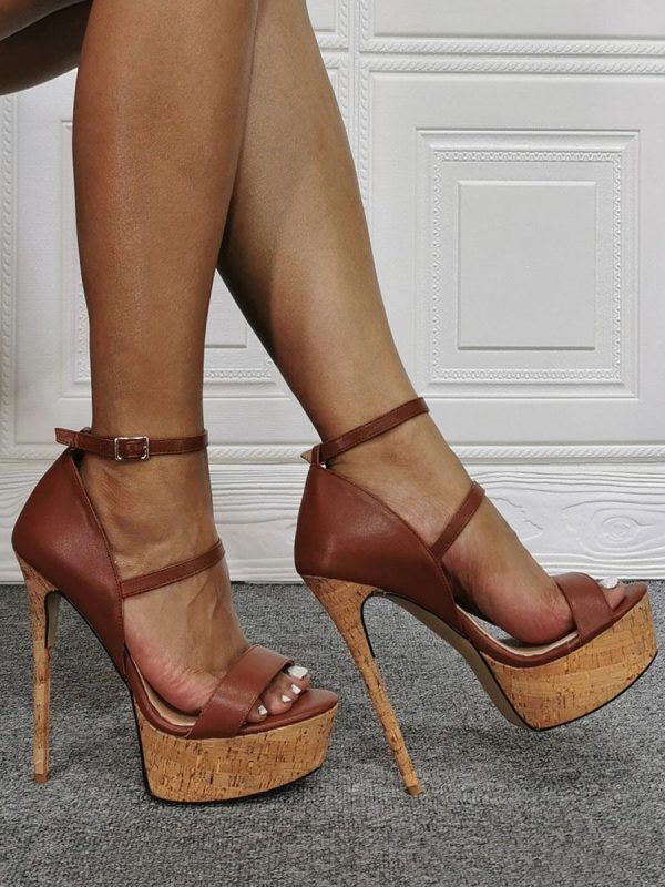 Elegant Double Straps Platform Stiletto Heels - Image 4