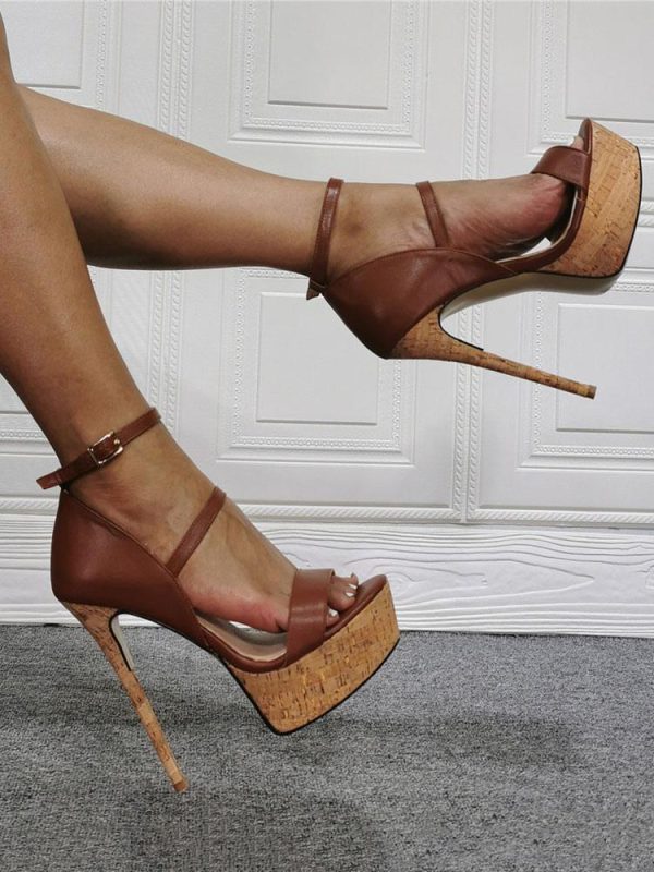 Elegant Double Straps Platform Stiletto Heels