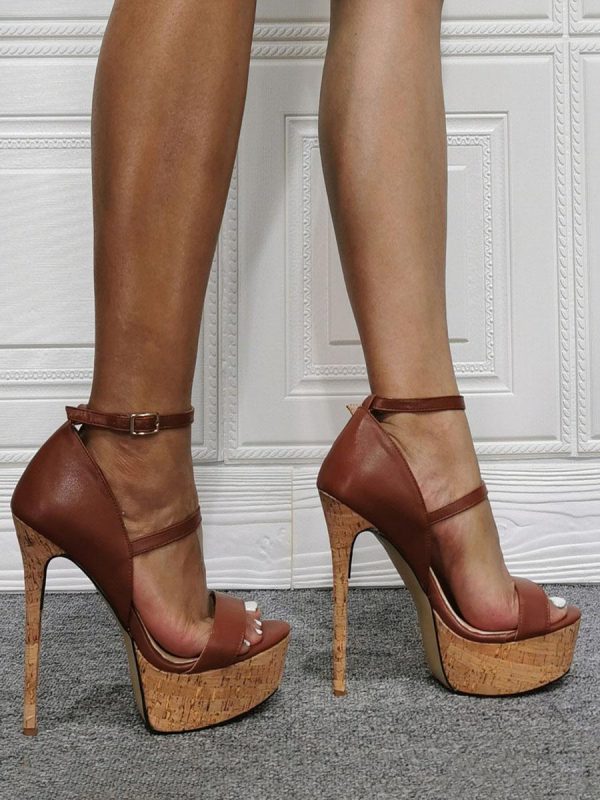 Elegant Double Straps Platform Stiletto Heels - Image 2