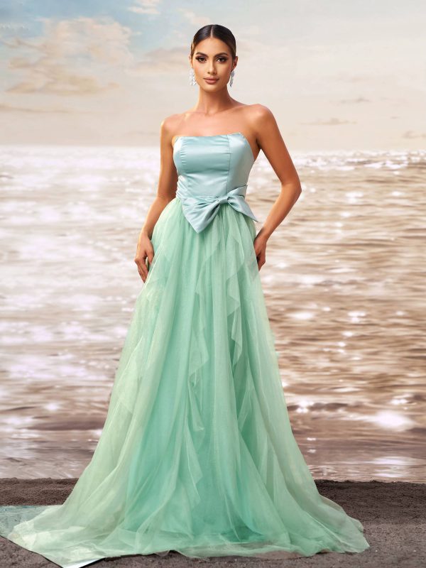 Elegant Empire Strapless Floor Length Regular Fit Birthday Party Gown