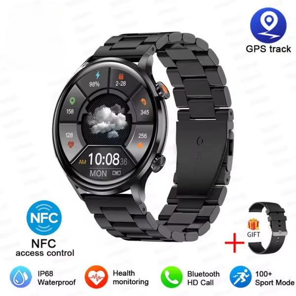 Elegant Heart Rate Blood pressure BT Call IP68 Waterproof GPS Track Smart Watch