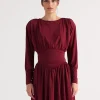Elegant Jewel Long Sleeve Pleated Skater Mini Dress - Image 2