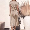 Elegant Jewel Neck Solid Color Semi Formal Long Dress - Image 2