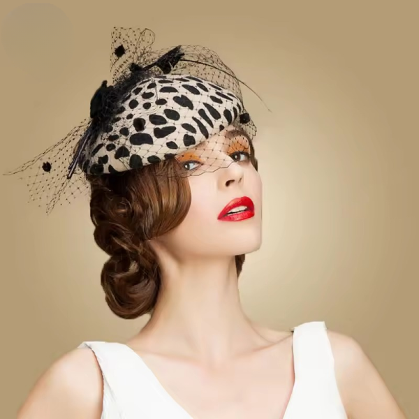 Elegant Leopard Bow Cocktail Fedoras Wool Felt Wedding Hats - Image 2