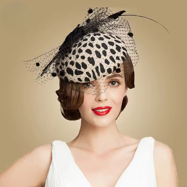 Elegant Leopard Bow Cocktail Fedoras Wool Felt Wedding Hats