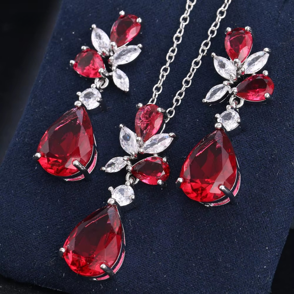 Elegant Statement Waterdrop Shape Design Wedding Party Jewelry Set - Image 2