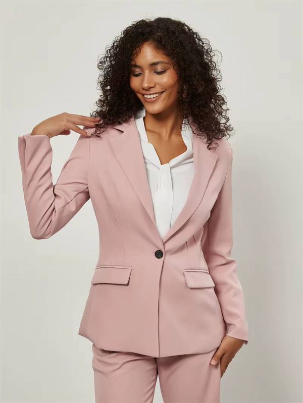 Formal Long Sleeve Single Button Loose Blazer And Pants 2 Pieces Suit - Image 4