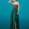 Formal Mermaid Strapless A Line Split Floor-Length Evening Party Gown - Image 4