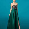 Formal Mermaid Strapless A Line Split Floor-Length Evening Party Gown - Image 3