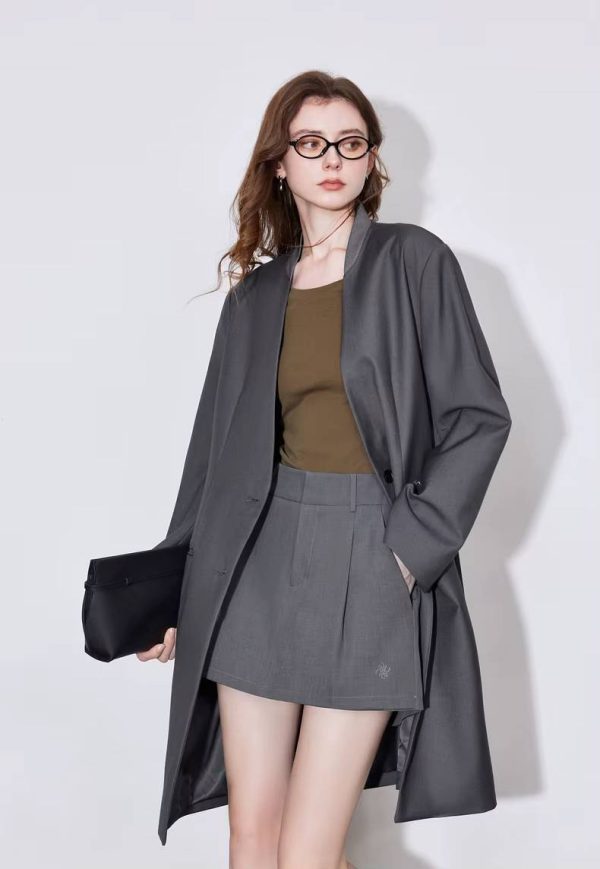 Formal Single Breasted Turn Down Collar Jacket And Skirt 2 Piece Suit