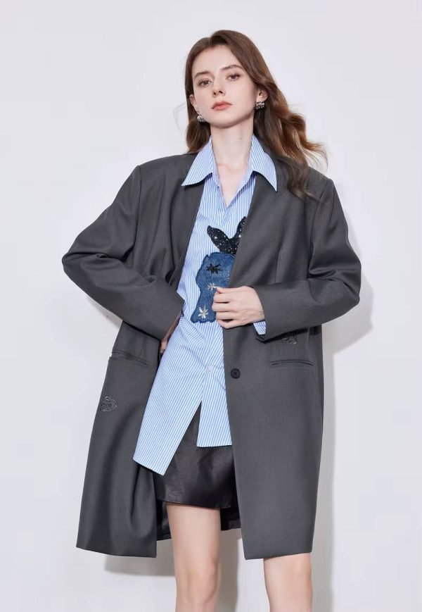 Formal Single Breasted Turn Down Collar Jacket And Skirt 2 Piece Suit - Image 3