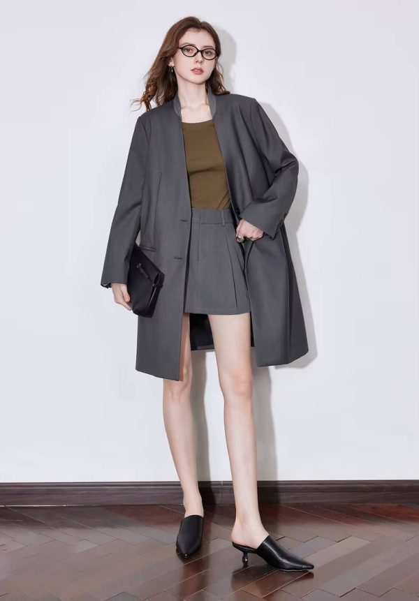 Formal Single Breasted Turn Down Collar Jacket And Skirt 2 Piece Suit - Image 4