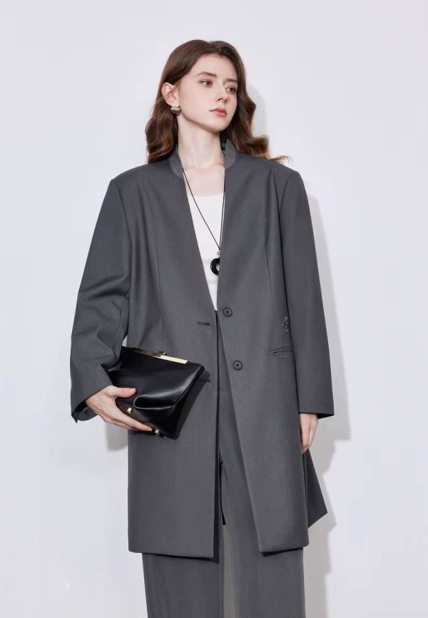 Formal Single Breasted Turn Down Collar Jacket And Skirt 2 Piece Suit - Image 2