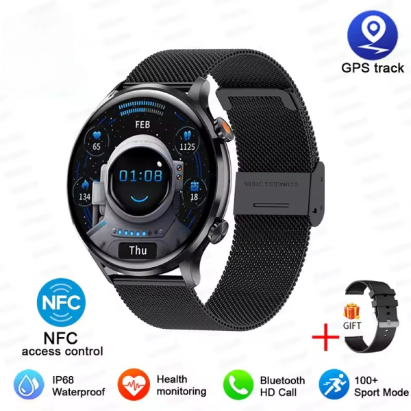 HD Screen Blood pressure Waterproof GPS Track Mesh Belt Smart Watch - Image 2