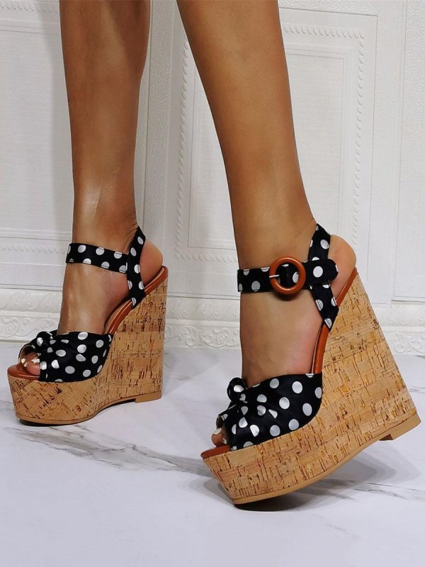 Luxury Polka Dots Platform Wedge Sandals - Image 2