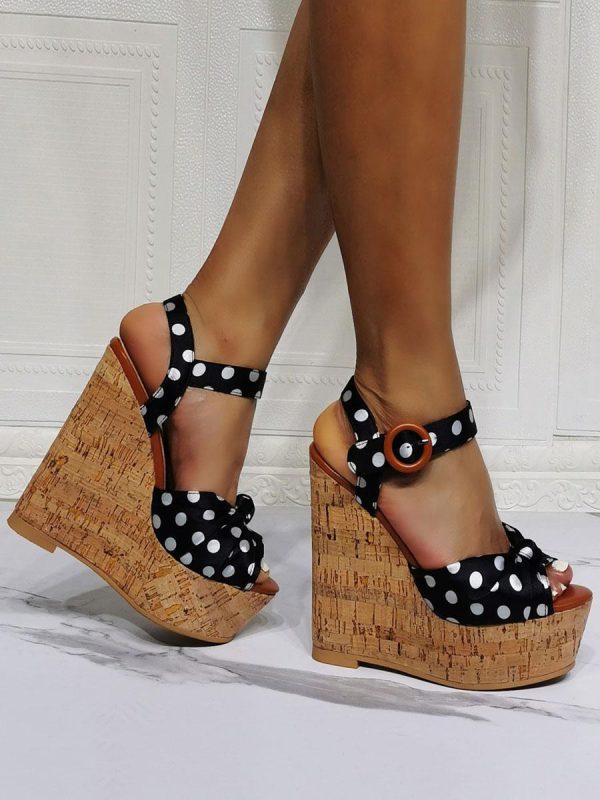 Luxury Polka Dots Platform Wedge Sandals