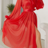 Luxury Shine Long Sleeve Plush Cuff Long Robe Night Gown - Image 6