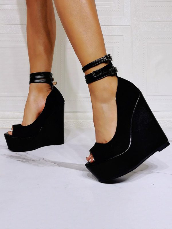 Luxury Upper Ankle Strap  Peep Toe Wedge Heel - Image 5