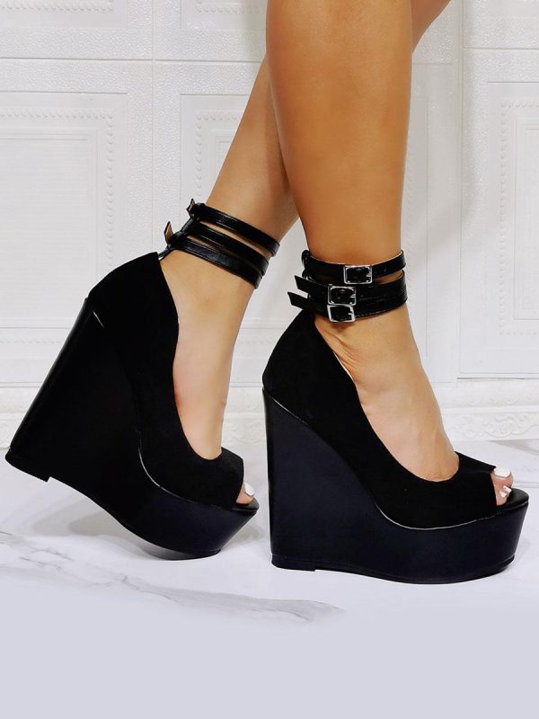 Luxury Upper Ankle Strap  Peep Toe Wedge Heel - Image 2