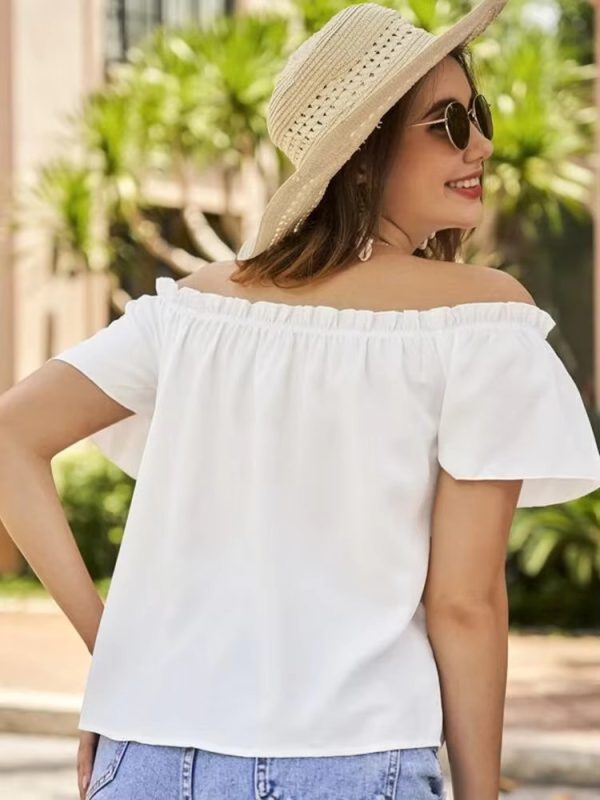 Off Shoulder Fashion Ruffle Edge Shirt - Image 5