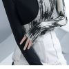 Turtleneck Long Sleeve Fashion High Street Printing Hollow Out Pullovers Elegant Slim Chic Top - Image 6
