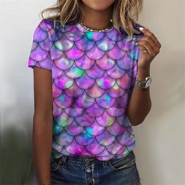 Vibrant Colorful Scales 3D Print Short Sleeve T Shirt - Image 2