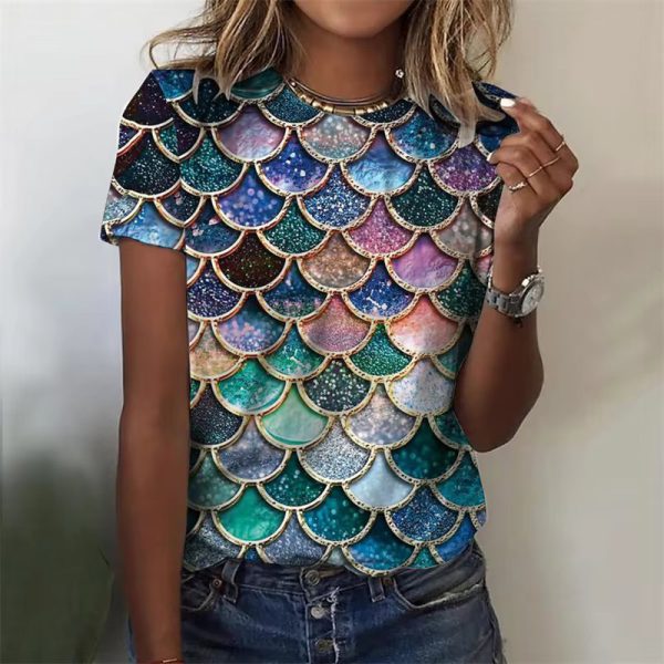 Vibrant Colorful Scales 3D Print Short Sleeve T Shirt