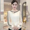 Casual High-end Top with a Unique and Elegant French Style White Long Sleeved Top - Image 2