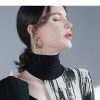 Turtleneck Long Sleeve Fashion High Street Printing Hollow Out Pullovers Elegant Slim Chic Top - Image 5