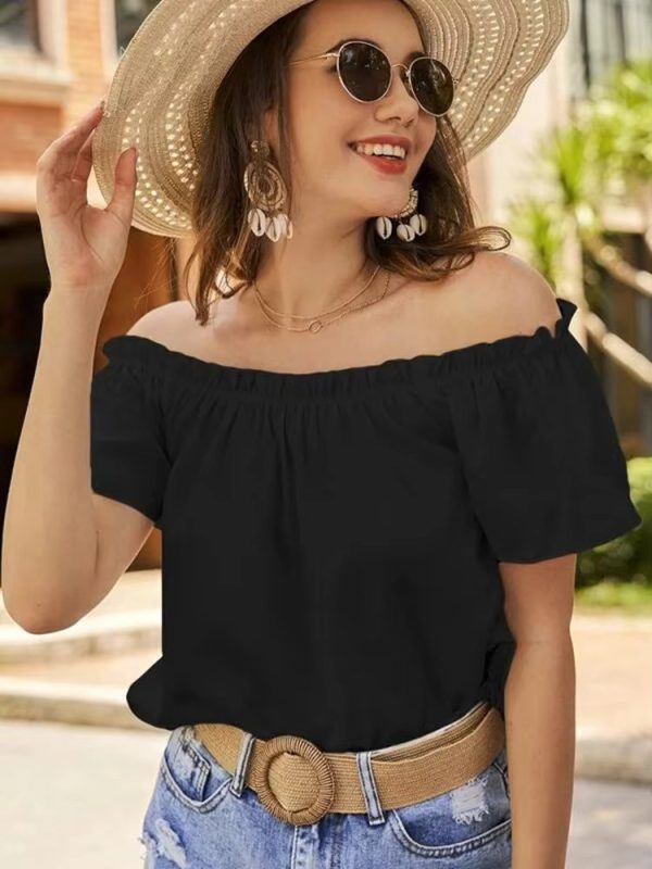 Off Shoulder Fashion Ruffle Edge Shirt - Image 8