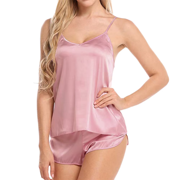 Satin Silk Top And Shorts Nightwear Suits Sleeveless Tops - Image 4