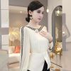 Casual High-end Top with a Unique and Elegant French Style White Long Sleeved Top - Image 3