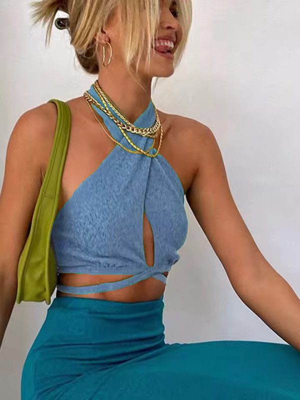 Bandage Halter  Sleeveless Backless Cropped Top - Image 5