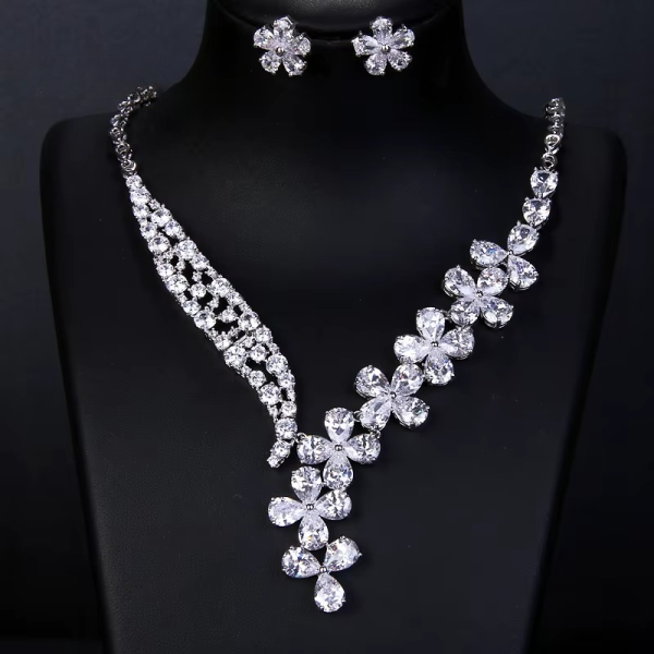 Sparkling Zircon Copper Bridesmaid Ensemble Wedding Jewelry Sets