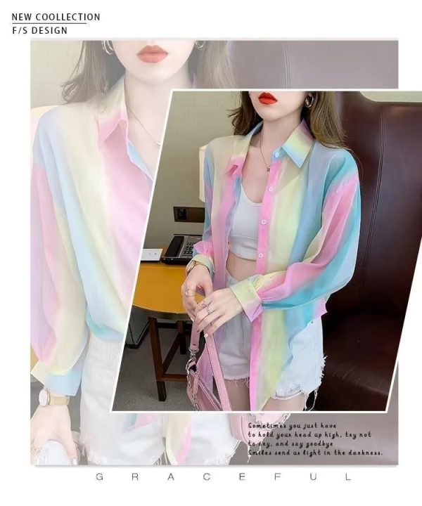 Thin Chiffon Lace Up Cardigan Long Sleeve Sun Protection Plus Size Shirt - Image 13