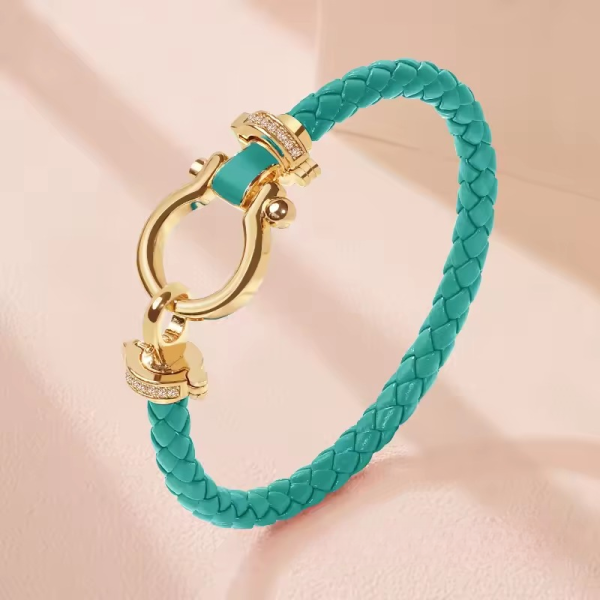 Trendy Metal Classic U-Shape Genuine Braided Leather Bracelet - Image 8