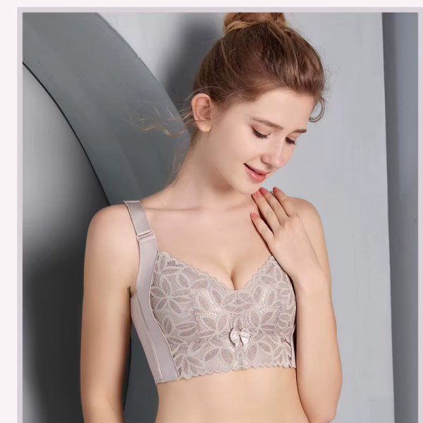 Full Coverage Wire Free Lace Floral Embroidery bra sets - Image 2