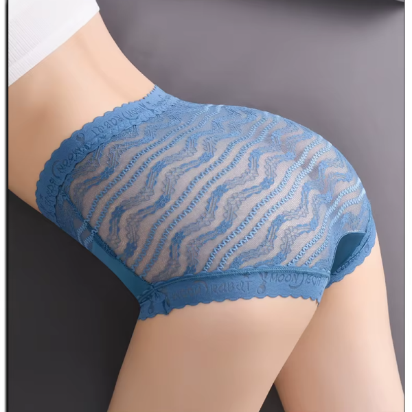 Bow Trim Lace High Waist Seamless Ice Silk Splice Breathable Underpants - Image 6