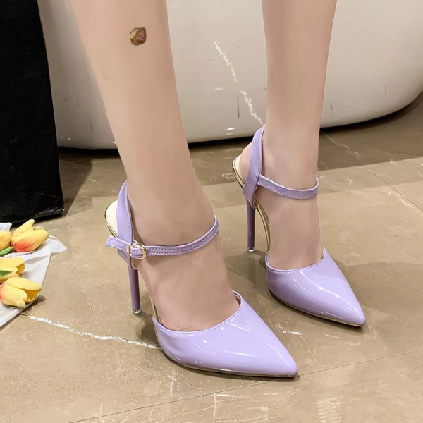 Ankle Strap Hollow Pointed Toe Super High Stiletto Heels - Image 21