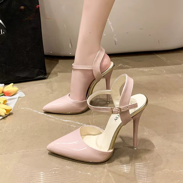 Ankle Strap Hollow Pointed Toe Super High Stiletto Heels - Image 19